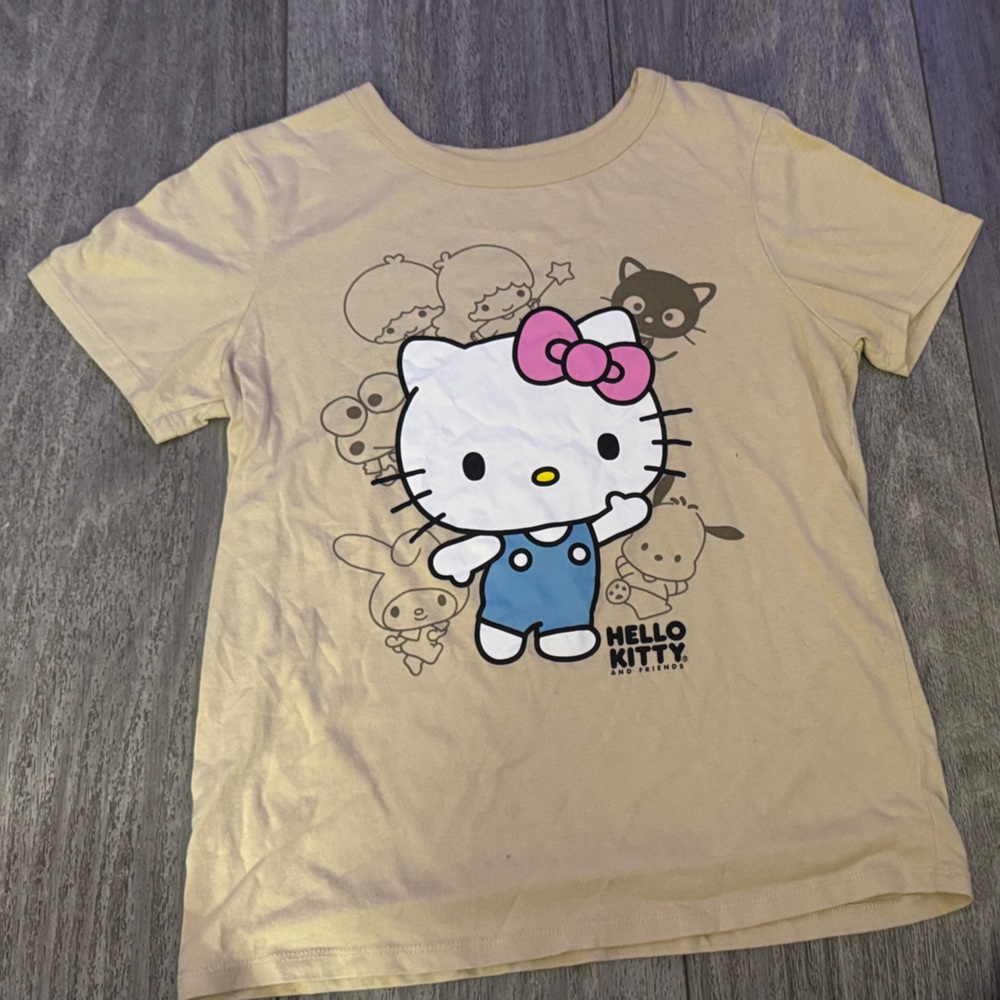 Sanrio Cream Tee with Pink Bow and Blue Outfit